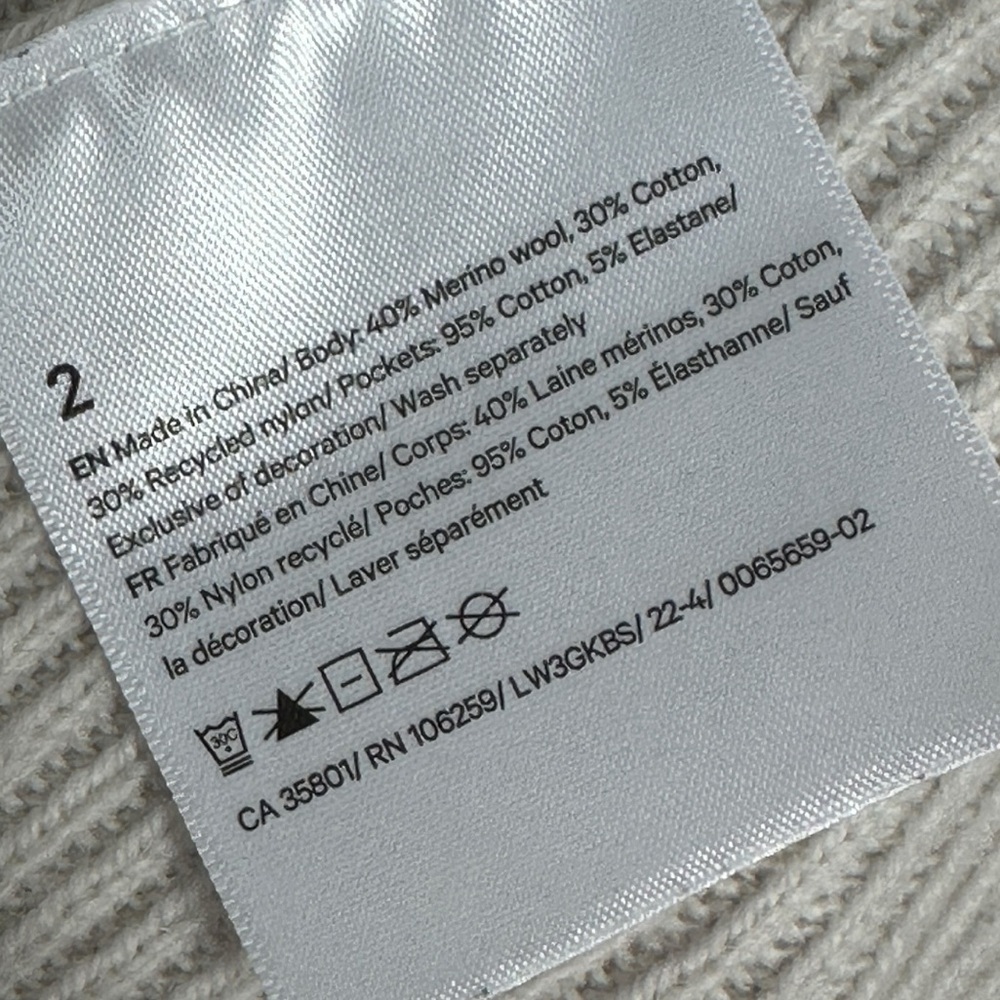 Lululemon Merino Wool Ribbed Long Wrap Sweater Bone Neutral Size 2 Oversized Fit - Picture 6 of 14